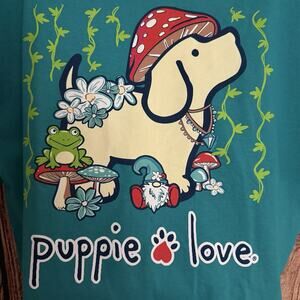 Puppie Love NWT Mushroom Pup Adult T-Shirt, XL, Jade Green